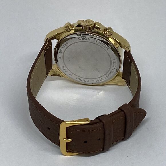 Michael Kors Bradshaw MK5739 Womens Brown Leather Analog Dial Quartz Watch XR224 - Picture 10 of 12